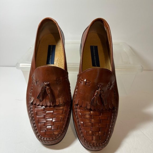 Giorgio Brutini Brown Leather Kiltie Tassel Basket Weave Men's Loafer Size 10M - Picture 4 of 7